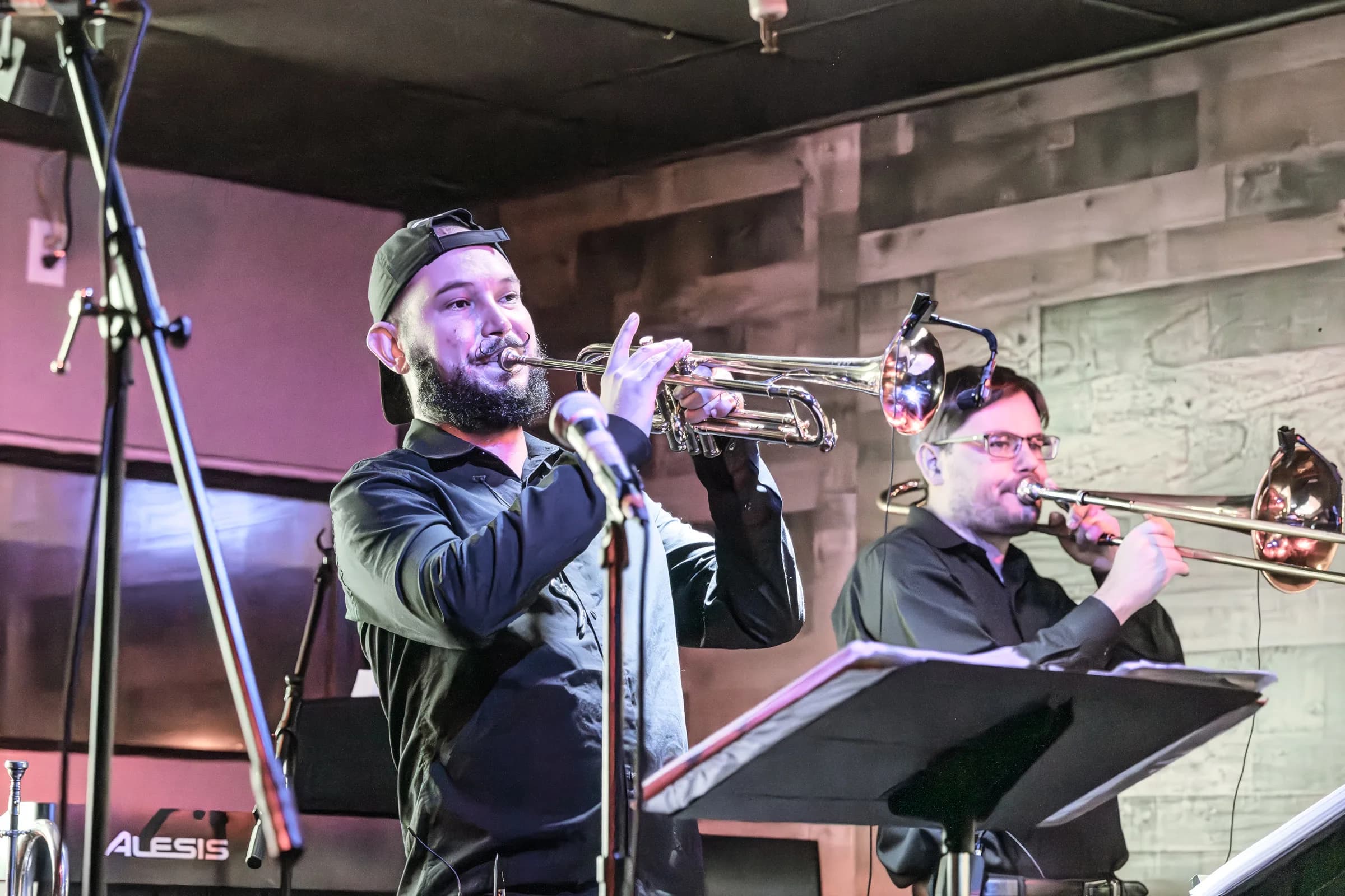 Members of The Brassanovas performing live